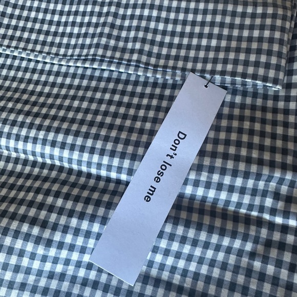 NWT Reformation Micah Cotton Pant in Slate Check Gingham Navy White | size S - Picture 9 of 9